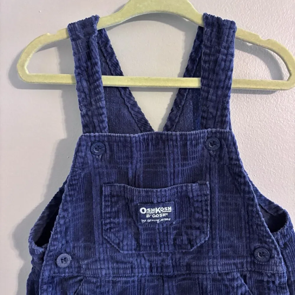 VTG 90s Vestbak OshKosh B'gosh Baby Plaid Corduroy Overalls Sz 18 Mo Kidcore